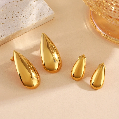 Orecchini a Bottone Minimalisti in Acciaio Inossidabile a Goccia per Donna Placcati in Oro Lucidi Geometrici Hip Hop Gioielli alla Moda