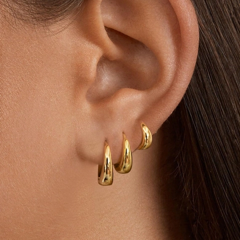 18K Vergoldete Chunky Hoop Ohrringe Für Damen Minimalistische Kupfer Geometrische Polierte Kreisförmige Ohrringe Täglicher Schmuck