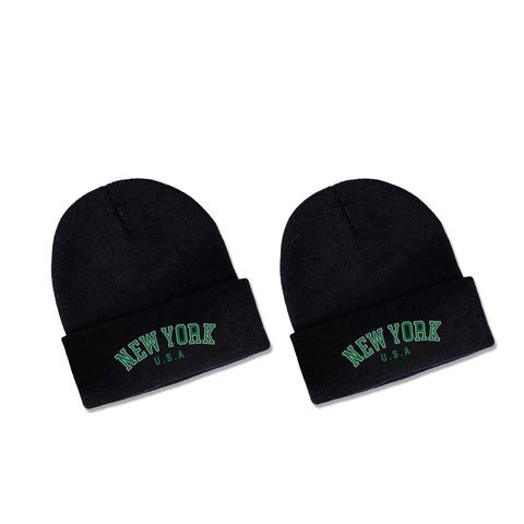 New York USA Embroidery Cuffed Beanie Hat Warm Acrylic Ribbed Knit Winter Skull Cap For Men Women Streetwear
