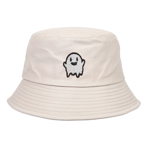 Cappello Alla Pescatora In Cotone Ricamato Fantasma Traspirante Protezione Solare Outdoor Casual Streetwear