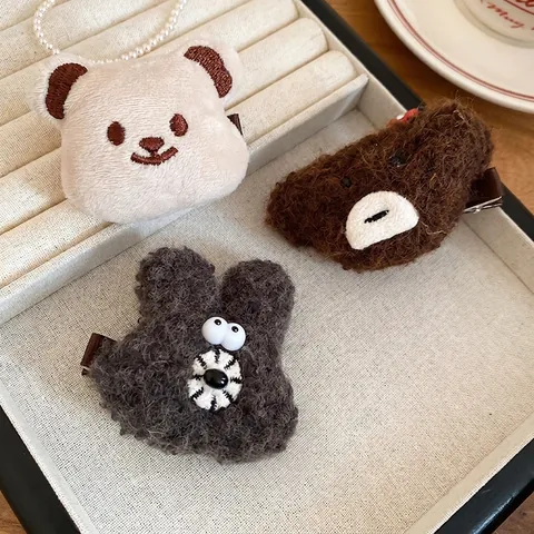 Pince À Cheveux Ours En Peluche Forme Animale Douce Accessoire De Côté Pour Femmes Filles Coiffe Kawaii À La Mode