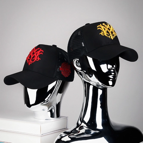 Casquette De Baseball En Filet Unisexe Broderie 3D Camionneur Respirante Ajustable Polyester Protection Solaire