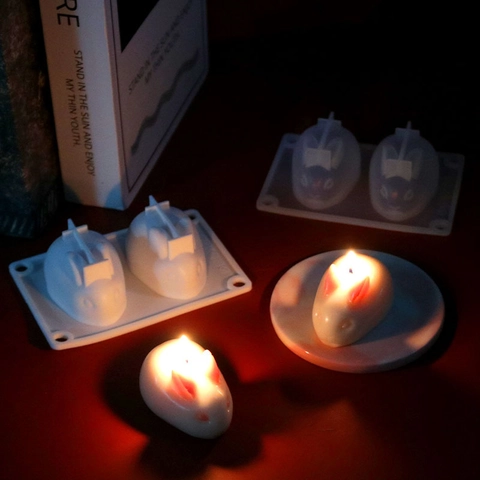 Rabbit Shape Silicone Mold DIY Handcrafted Candle Soap Cake Making Flexible Easy Release Kitchen Craft Ornament Tool