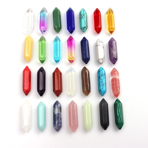 Pendenti In Colonna Esagonale Di Pietra Di Cristallo Naturale Doppia Punta Guarigione Reiki Yoga Pietre Per La Creazione Di Gioielli DIY