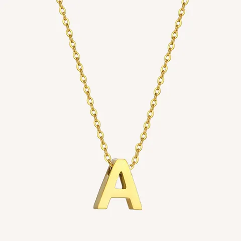 Collana con Ciondolo a Lettera in Acciaio Inossidabile Placcato Oro Minimalista per Donna Uomo Gioielli di Moda Iniziale