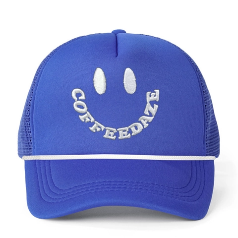 Trucker Hat Baseball Cap Mesh Back Breathable Polyester Curved Brim Smiley Face Embroidery COFFEEDAZE Adjustable Casual