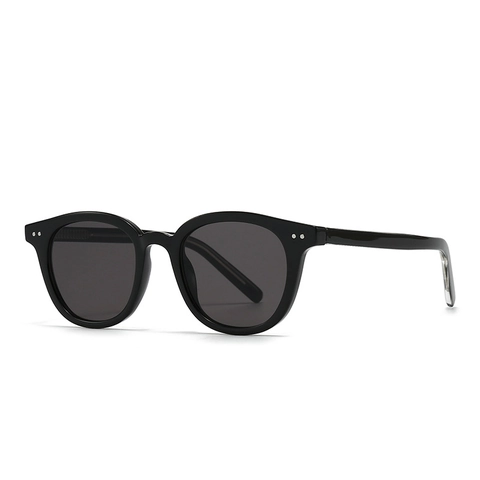 Lunettes De Soleil Rondes Rétro Protection UV400 Monture En Plastique Rivet Métallique Style De Rue Tendance Pour Hommes Femmes