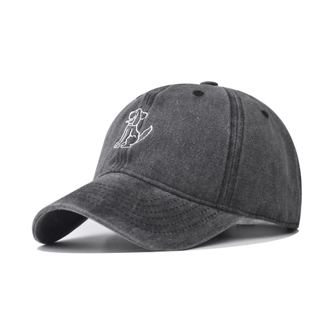 Cappello Da Baseball In Cotone Lavato Berretto Da Sole Retro Con Ricamo Cane Cartone Animato Regolabile Uomo Donna Vintage