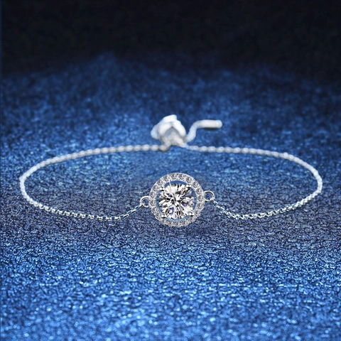 Bracelet Ajustable Moissanite Argent Sterling 925 Halo Rond Étoile Lune Bijoux Scintillants Pour Femmes