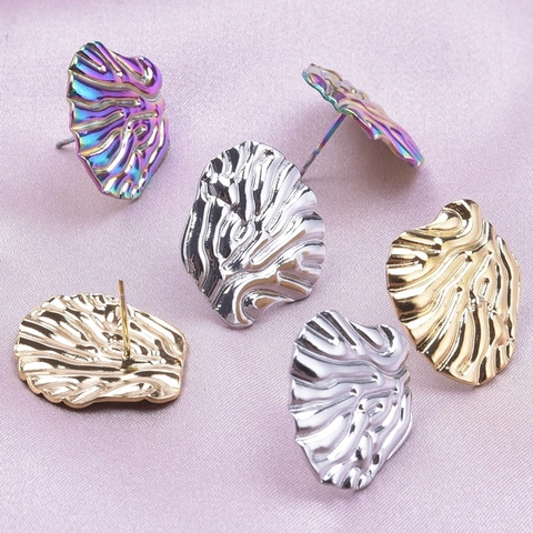 Sun Moon Star Starfish Shell Scarab Virgin Mary Stud Earrings 304 Stainless Steel Gold Silver Rainbow Color Jewelry Women