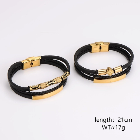 Bracciale In Pelle Intrecciata Multistrato Da Uomo Con Chiusura Magnetica In Acciaio Inossidabile 304 Accessorio Retro