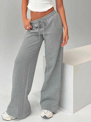 Women Casual Pants Polyester Drawstring High Waist Wide Leg Loose Fit Streetwear Fashion Long Trousers