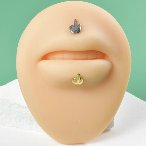 Bijoux De Piercing Lèvre En Acier Inoxydable Punk Filetage Interne Design Bouddha Épée Geste Main Pour Femmes Hommes