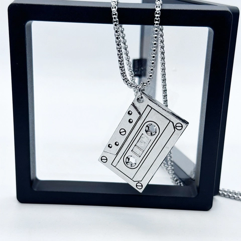 Vintage Cassette Hanger Ketting Voor Mannen Vrouwen Retro Tape Legering Hanger Roestvrijstalen Box Ketting Hip Hop Sieraden
