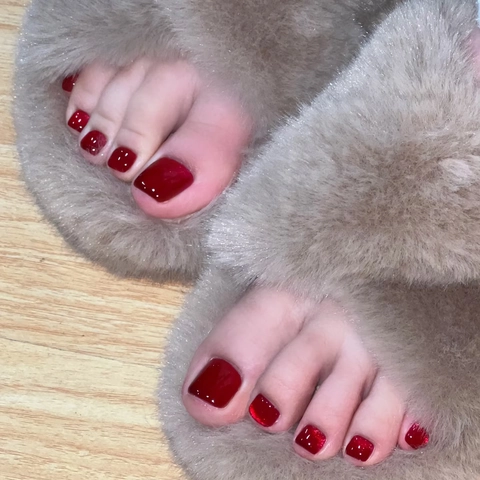 Press On Toenails Wine Red Cat Eye Short Square Glossy Fake Foot Nails Elegant DIY Manicure Foot Decoration Simple