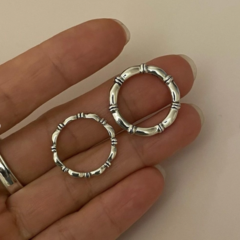 Anello In Argento Sterling 925 Trama Giunto Di Bambù Minimalista Retro Impilabile Gioielli Da Dito Per Donne