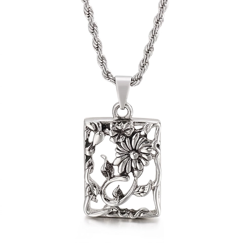 Vintage Stainless Steel Hollow Flower Kirin Dragon Pendant For Men Goth Punk Jewelry Accessory
