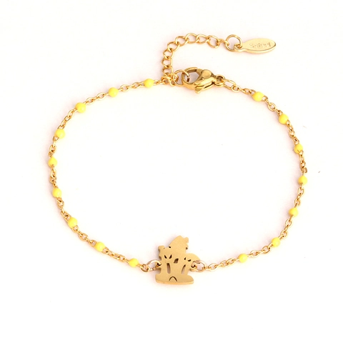 Halloween Stainless Steel Bracelet Creative Ghost Bat Bone Spider Web Charm Gold Plated Rice Beads Jewelry For Women