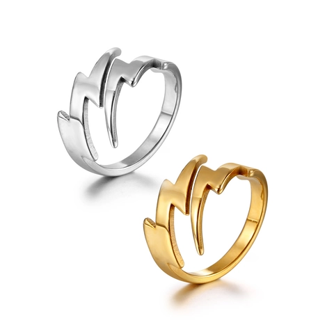 Blitz Fingerring Edelstahl Poliert Minimalistisch Punk Trendy Hip Hop Schmuck Geschenk Männer Frauen