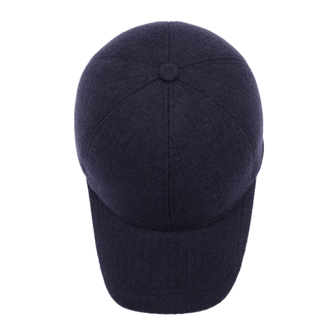 Men Winter Woolen Baseball Cap With Foldable Ear Flaps Thickened Warm Windproof Solid Color Adjustable Peaked Hat