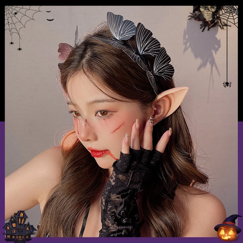 Diadema De Mariposa Con Orejas De Elfo Halloween Cosplay Gótico Accesorio Para El Cabello Fiesta Disfraz Plástico Mujeres Niñas