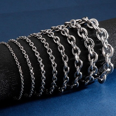 Kettenglied Armband Edelstahl Rolo O-Form Punk Hip-Hop Stil Modeschmuck Für Damen Und Herren Poliertes Finish