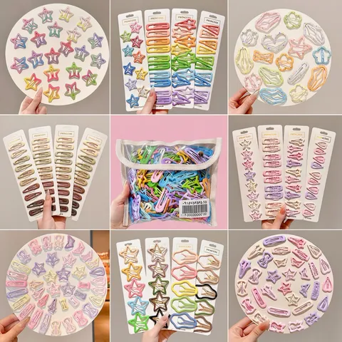 Stern Haarspangen Matt Legierung Einbrennlack BB Clips Pony Barrettes Kinder Mädchen Süßer Dopamin Macaron Stil