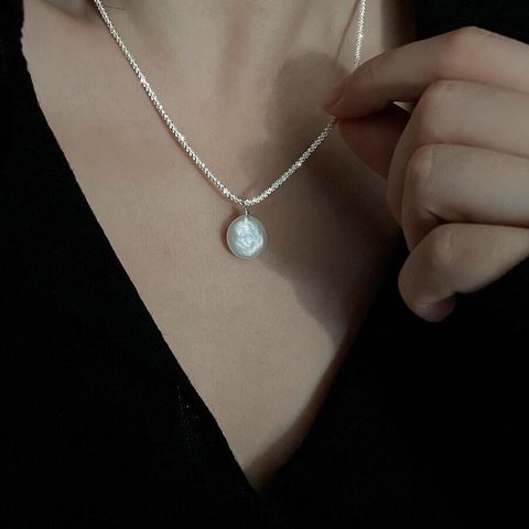 Minimalistische S925 Sterlingsilber Barock Künstliche Perle Halskette Für Damen Leichter Luxus Eleganter Alltagsschmuck
