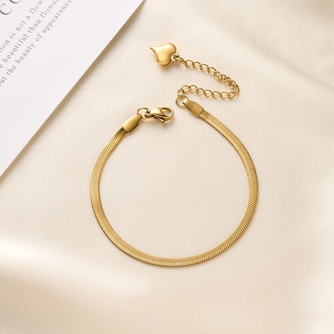 Pulsera De Cadena De Serpiente De Acero Inoxidable Tobillera Cadena De Cintura Con Colgante De Corazón Joyería Minimalista Mujer
