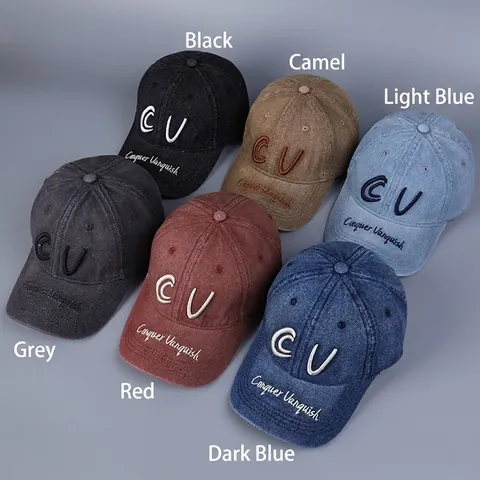 Baseball Kappe Gewaschener Denim Baumwolle Buchstaben Stickerei Vintage Distressed Sonnenhut Verstellbar Outdoor Unisex