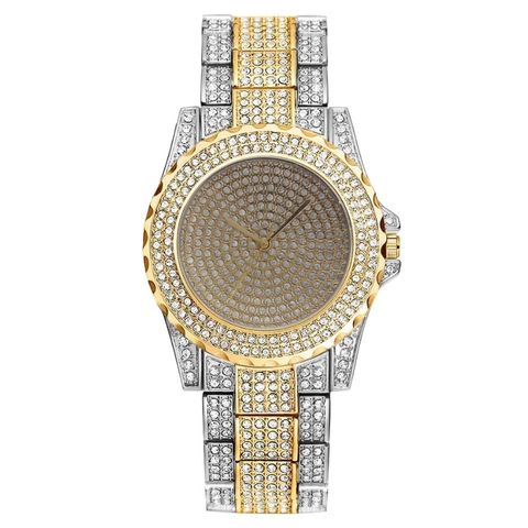 Luxury Full Rhinestone Women Quartz Watch Metal Band Fashion Sparkling Analog Wristwatch For Party Dress Jewelry Gift