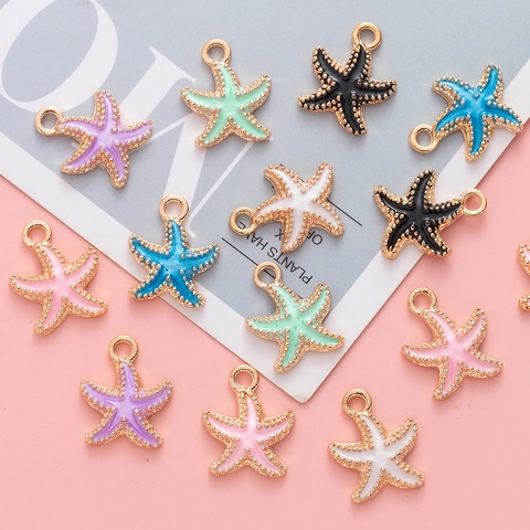 Starfish Enamel Charms Alloy Drip Oil Marine Theme Pendants For DIY Jewelry Making Handcrafted Crafting Accessories