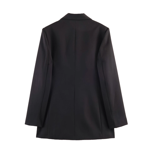 Blazer Elegante Da Donna Giacca Tinta Unita Abbottonata Manica Lunga Revers Ufficio Dettaglio Vita Poliestere