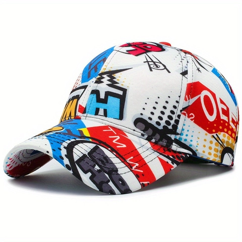 Cappello Da Baseball Con Stampa Graffiti Colorata Acrilico Stile Comic Hip Hop Streetwear Cappello Regolabile Uomo Donna