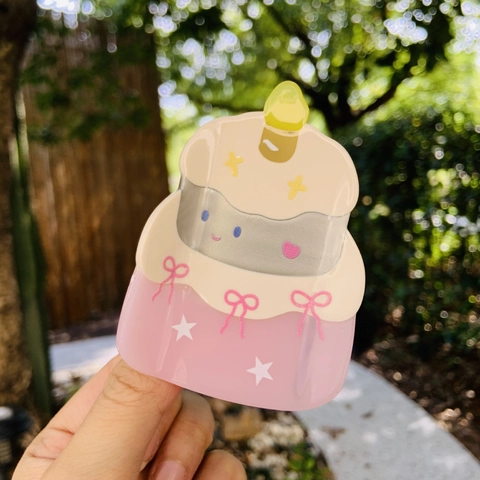Pince À Cheveux En Forme De Gâteau En Acétate Mignon Dessin Animé Fraise Chocolat Accessoires Cheveux