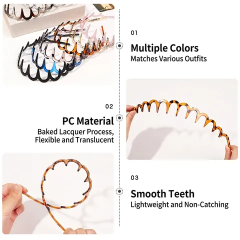 Diadema De Ondas Plástico Dientes Antideslizantes Aro De Pelo Accesorio De Peinado Para Mujer