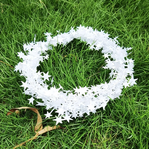 Star Christmas Tinsel Garland Metallic Sequin Iron Wire Festive Tree Party Home DIY Decoration Hanging Colorful