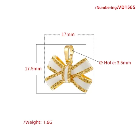 Bowknot Pendant Brass Enamel Rhinestone Sweet Cool Style DIY Necklace Charm For Women