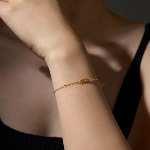 Minimalist 925 Sterling Silver Bracelet For Women With Oval Pendant And Single Zircon Adjustable Fine Chain Jewelry