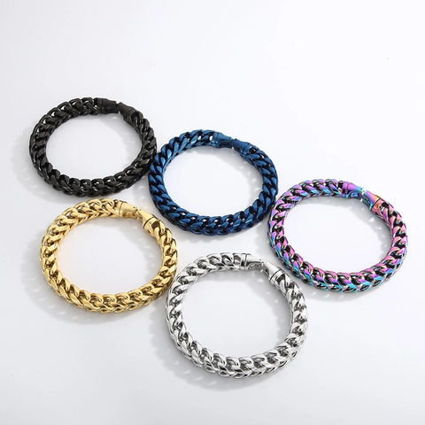 Pulsera De Hombre De Acero Inoxidable Cadena Franco Keel Punk Metal Pulido Brillante Joyería Gótica Regalo Para Él