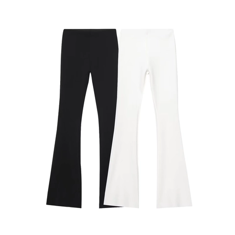 Sleeveless V Neck Peplum Top And High Waist Flare Pants Knitted Twill Polyester Solid Street Casual Women Outfits