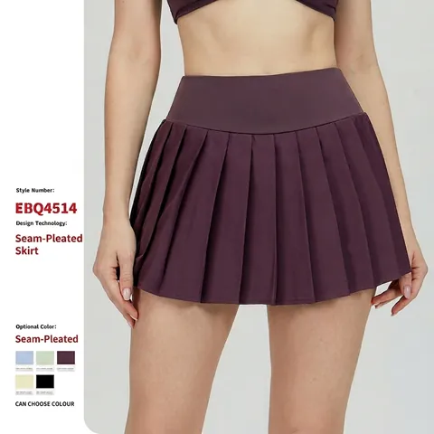 Women Pleated Tennis Skirt High Waist Athletic Skort With Built-in Shorts Phone Pocket Polyester Spandex Running Sports