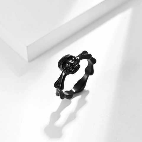 Anillo Calavera Huesos Cruzados Acero Inoxidable Punk Rock Gótico Joyería Banda Declaración Única Para Hombres Mujeres