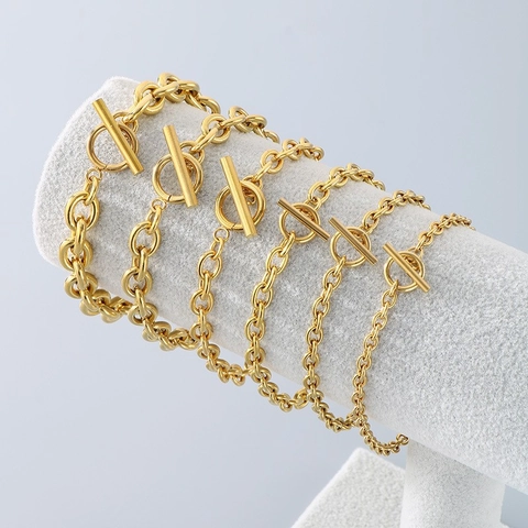 Ensemble De Bijoux En Acier Inoxydable Fermoir À Bascule Chaîne En O Collier Et Bracelet Bijoux De Mode Pour Hommes Femmes