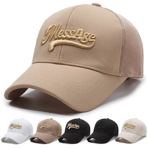 Unisex Breathable Mesh Baseball Cap Letter Embroidery Sunshade Trucker Hat Adjustable Metal Buckle Polyester Cotton Summer