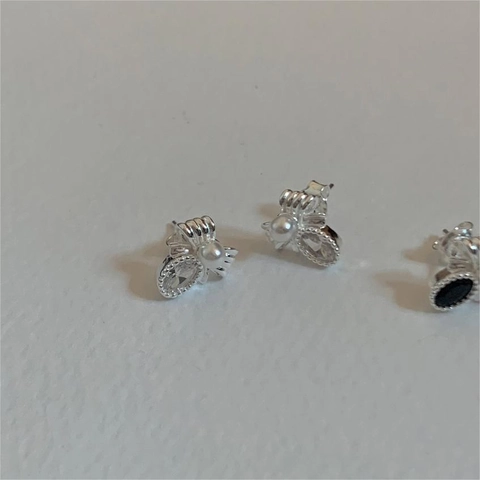 Orecchini A Lobo Con Perla Artificial E Fiocco Con Perno In Argento Sterling 925 Zircone Incastonato Stile Coreano Elegante Donna