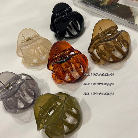 Pinza Para El Cabello De Resina Acrílica Grande Geométrica Irregular Hueca Para Mujeres Elegante Accesorios Coleta Recogido