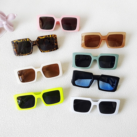 Kids Sunglasses Square Retro UV400 Protection Resin Frame Outdoor Fashionable Eyewear For Boys And Girls