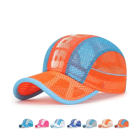 Casquette de Baseball en Maille pour Enfants Chapeau de Soleil d'Été Respirant pour Garçons Filles Réglable Sport de Plein Air Trucker Hat Imprimé Bloc de Couleur