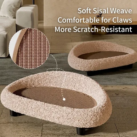 Nido Letto Per Gatti Tiragraffi In Sisal Divano Rialzato Per Animali Bordo In Peluche Morbido Velluto Teddy Resistente Ai Graffi Interno